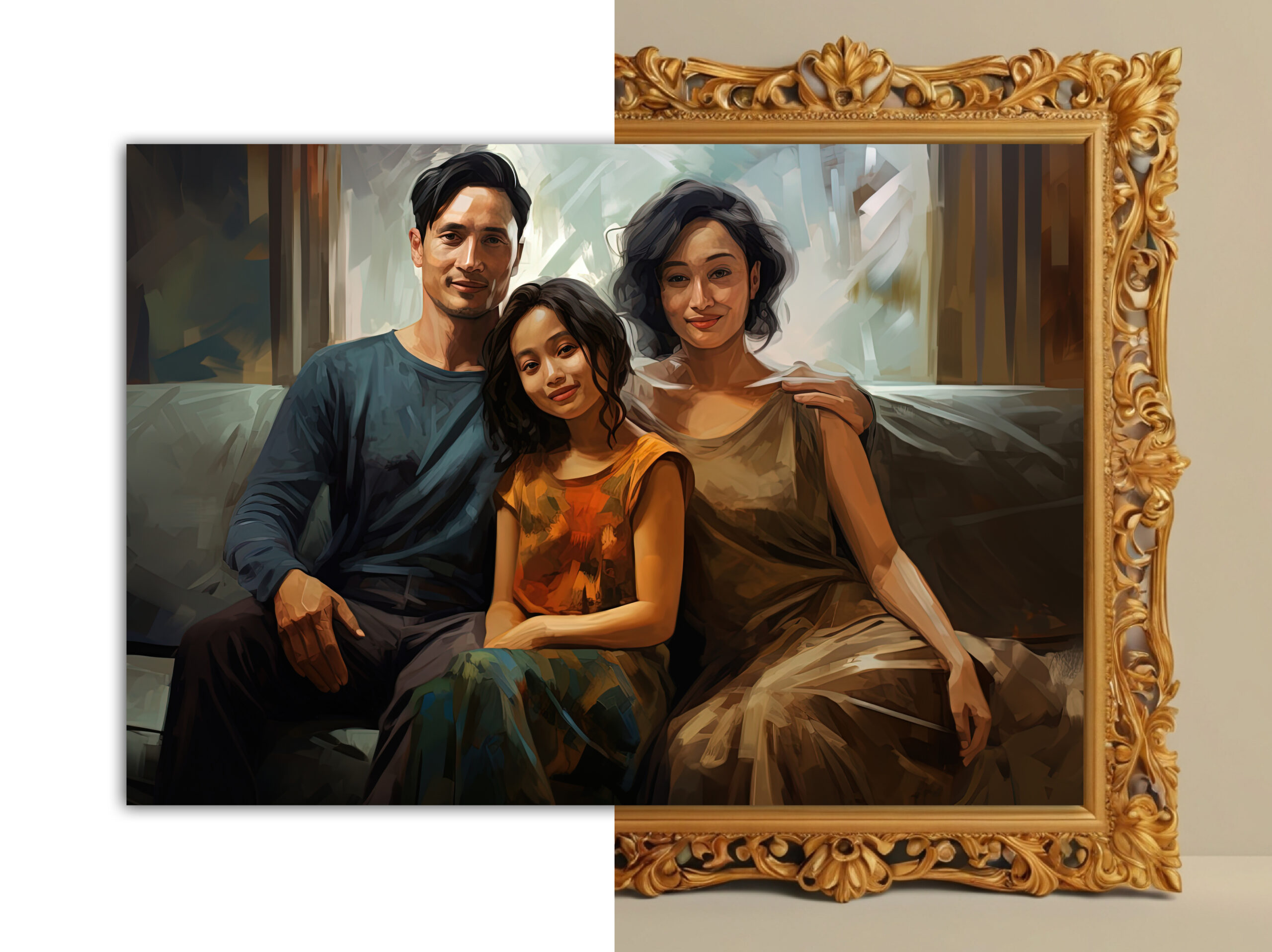 old horizontal long narrow wooden picture frame isolated on whit